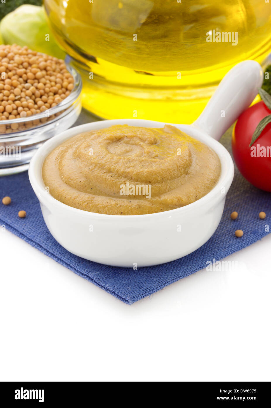 mustard sauce in bowl isolated on white background Stock Photo - Alamy