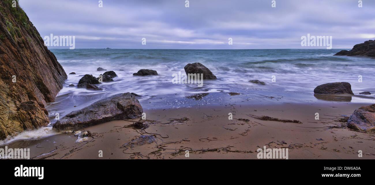 Stitched Panorama of Gorran Haven in Cornwall Stock Photo