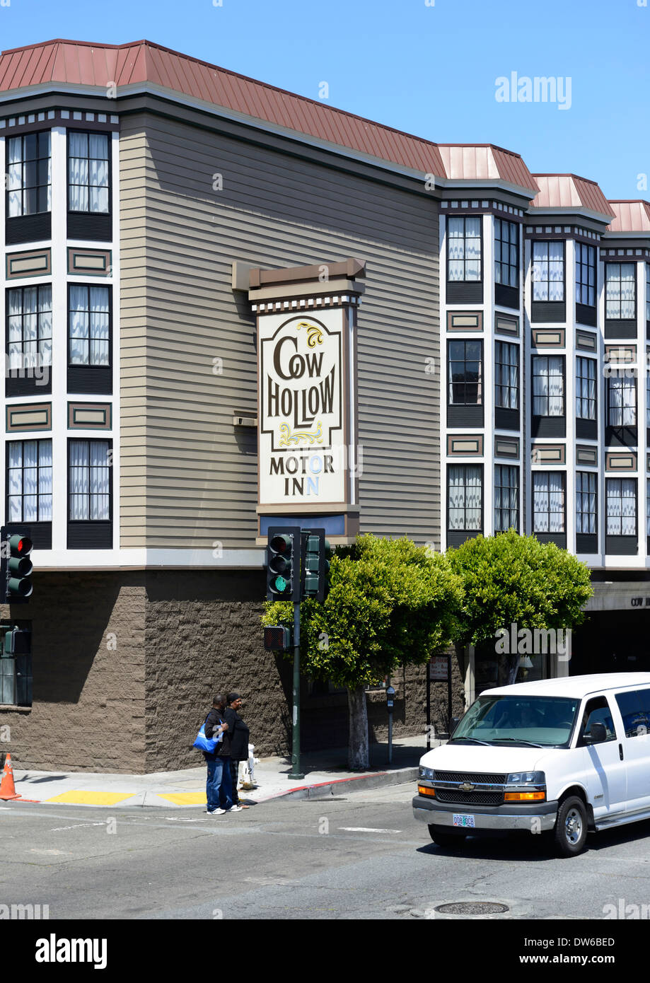 cow hollow motor inn motel hotel accommodation san francisco lombard street Stock Photo