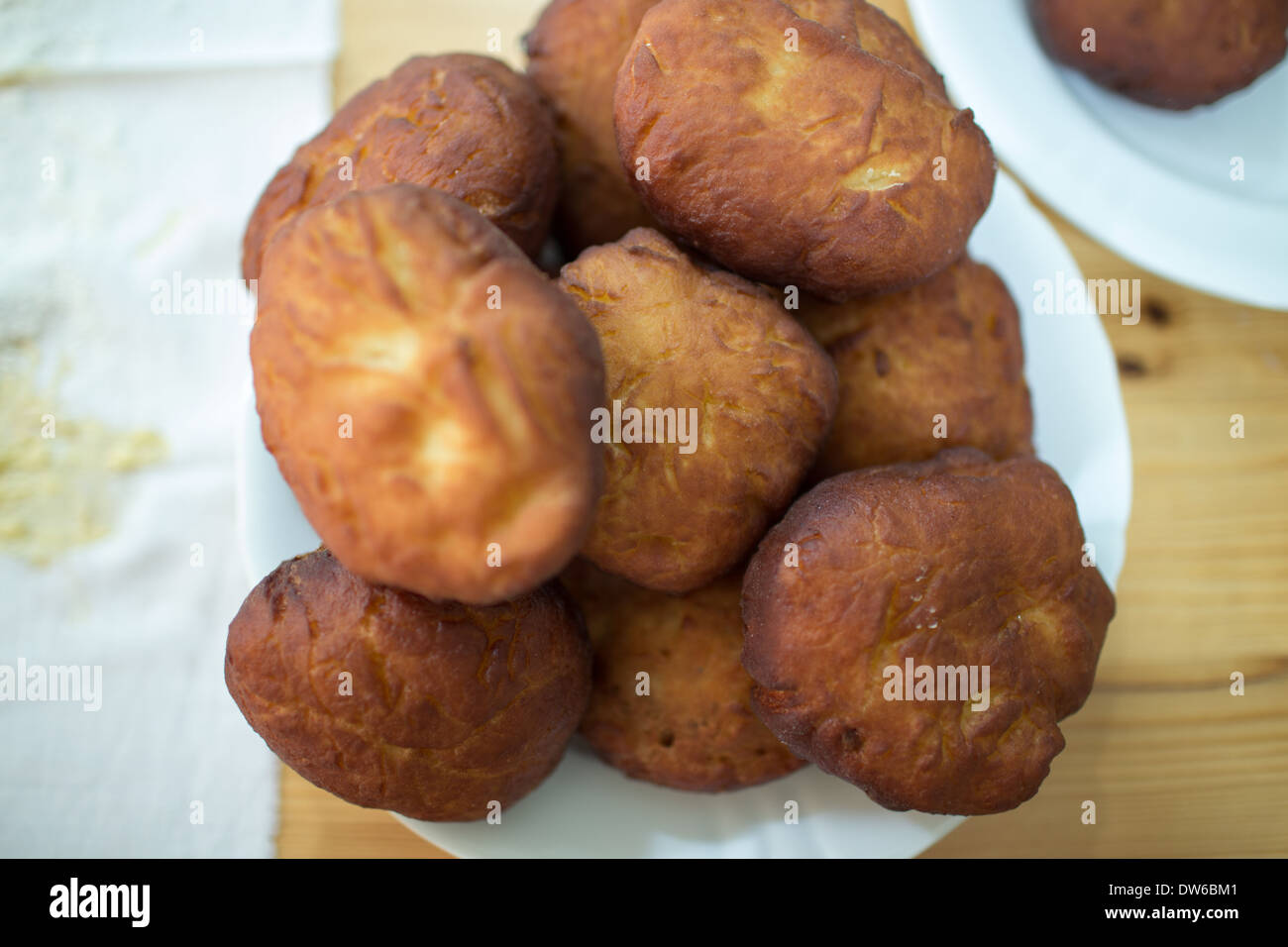 Homemade donuts with rose's stuffing. On the Polish table, in Polish
