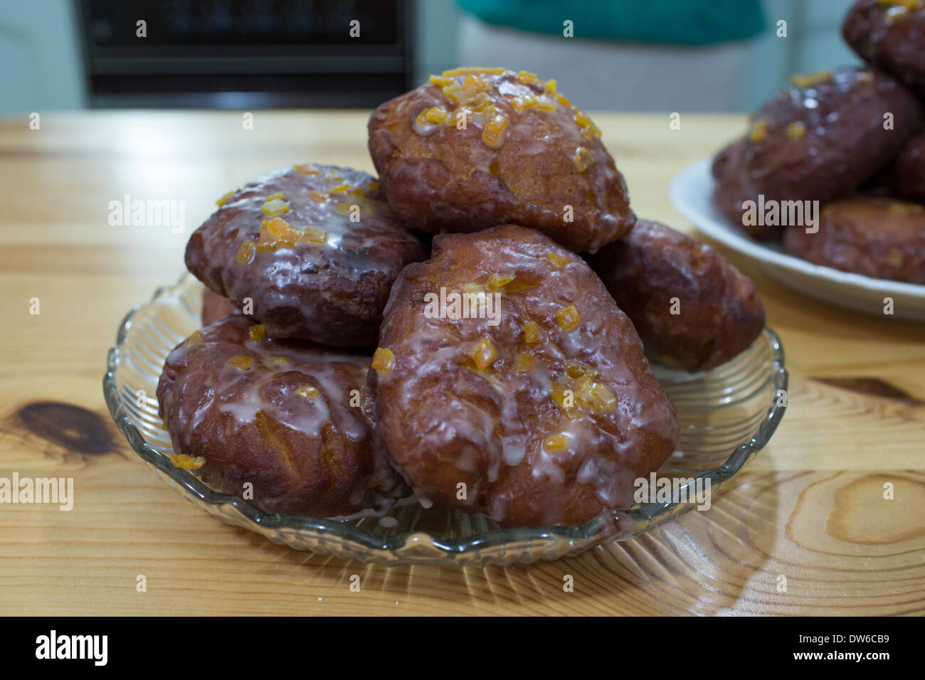 Homemade donuts with rose's stuffing. On the Polish table, in Polish