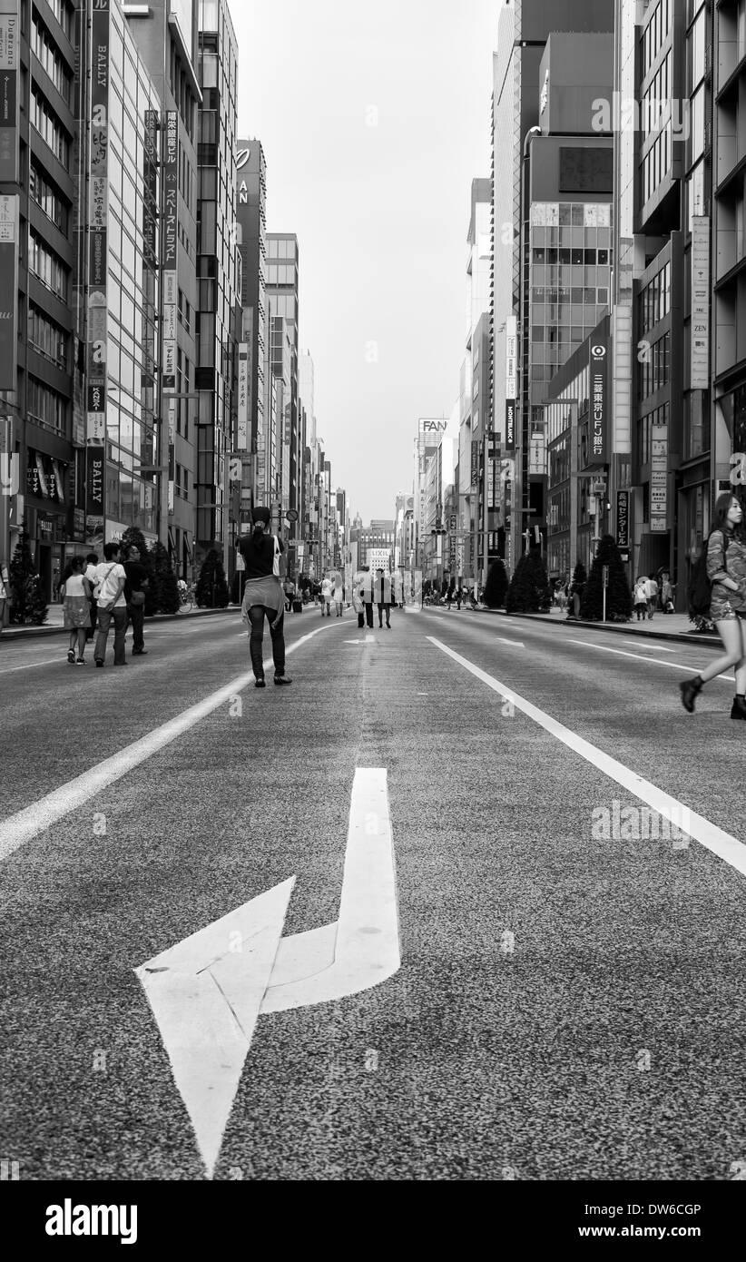 The Ginza shopping district in Tokyo, Japan. Stock Photo