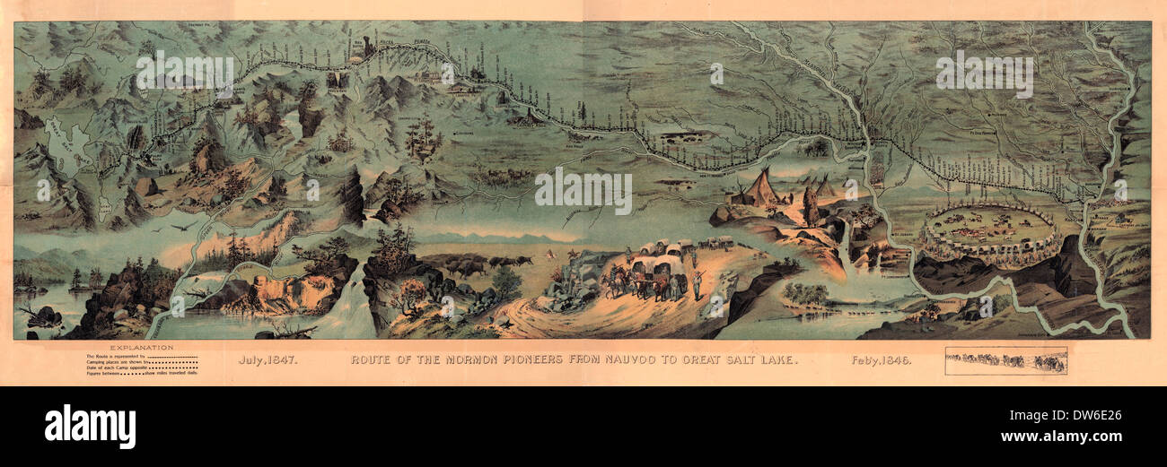 Route of the Mormon pioneers from Nauvoo to Great Salt Lake, February