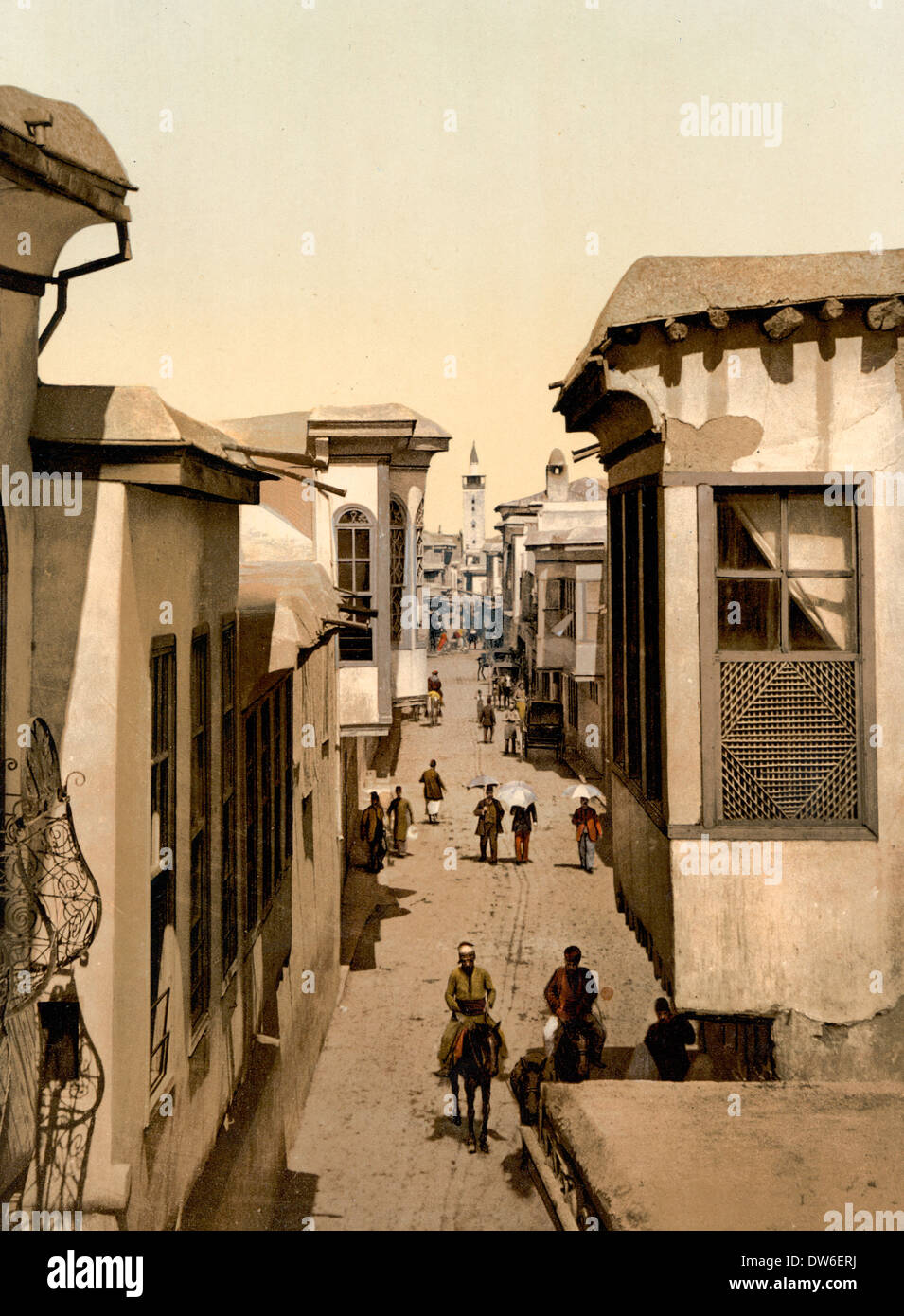 The street called straight, Damascus, Holy Land, Syria, circa 1900 Stock Photo
