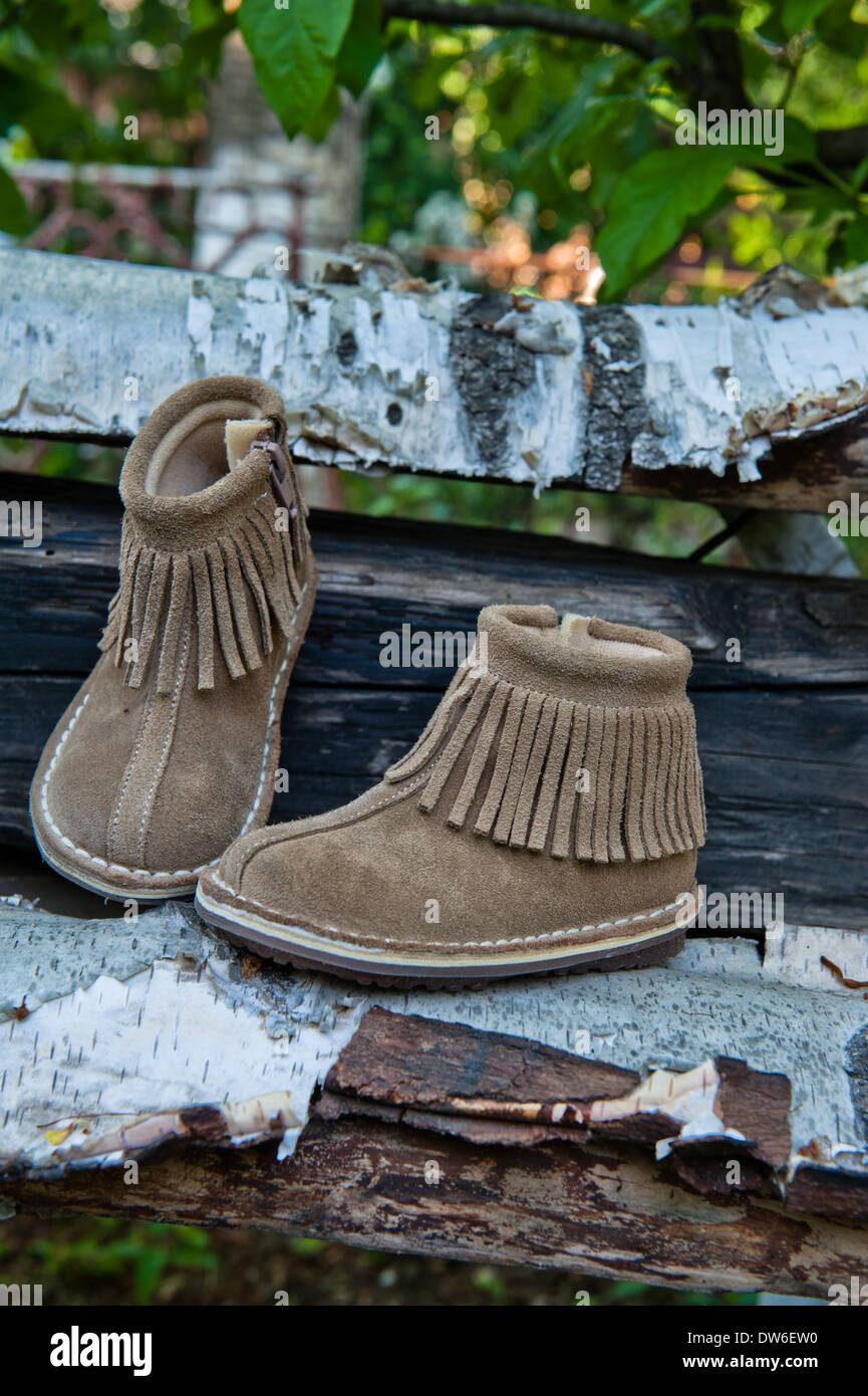 Baby brown shoes Stock Photo - Alamy
