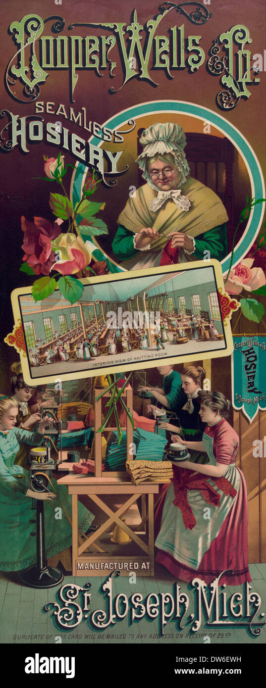 Cooper Wells Company seamless hosiery advertisement circa 1886