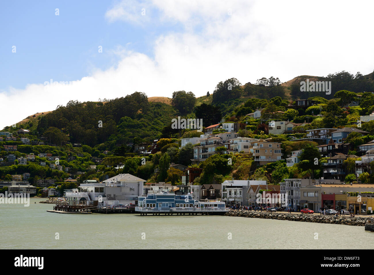 sausalito houses hill hilly san francisco bay marin county wealthy hillside homes Stock Photo