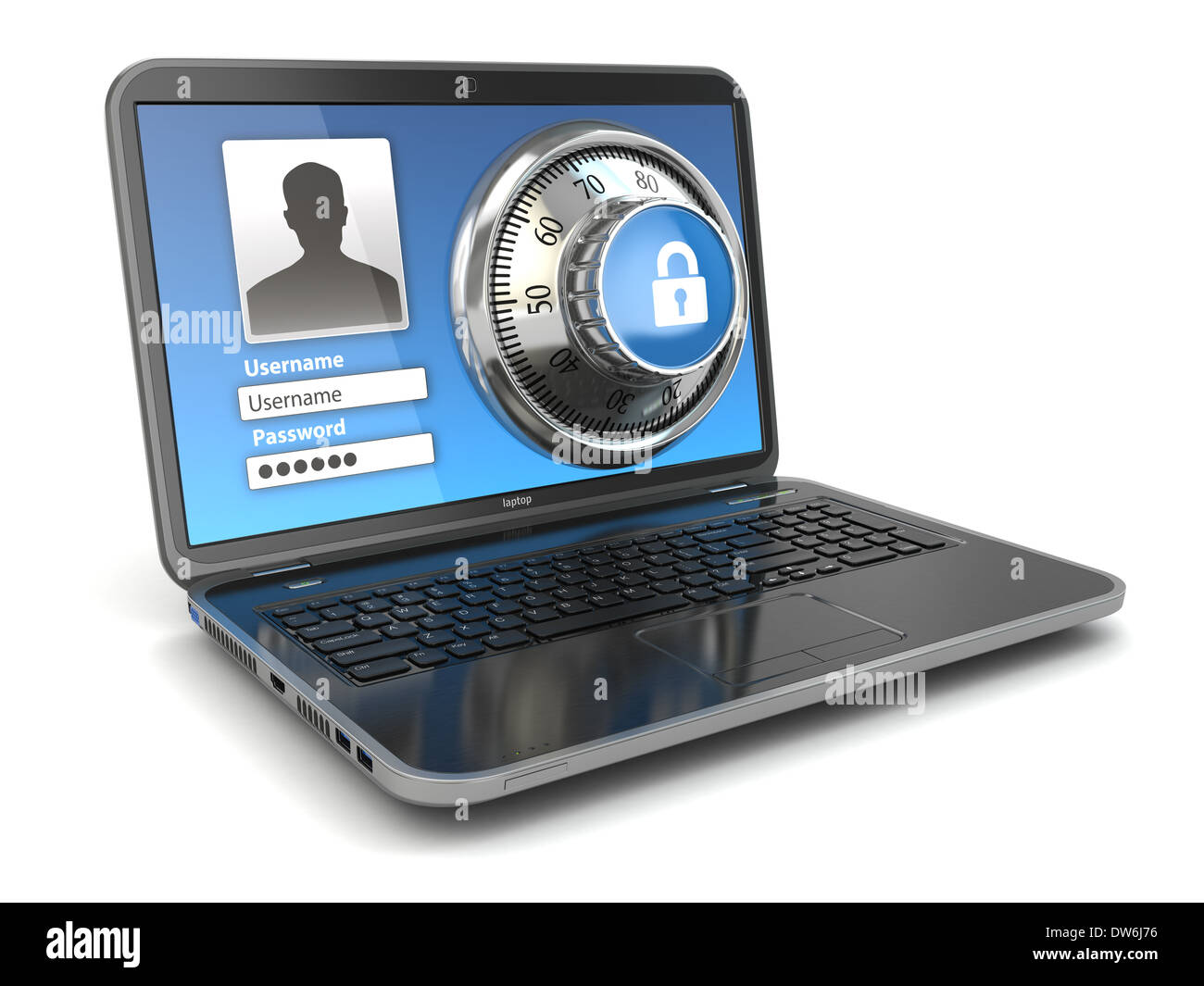 Internet Security. Laptop and safe lock. 3d Stock Photo - Alamy