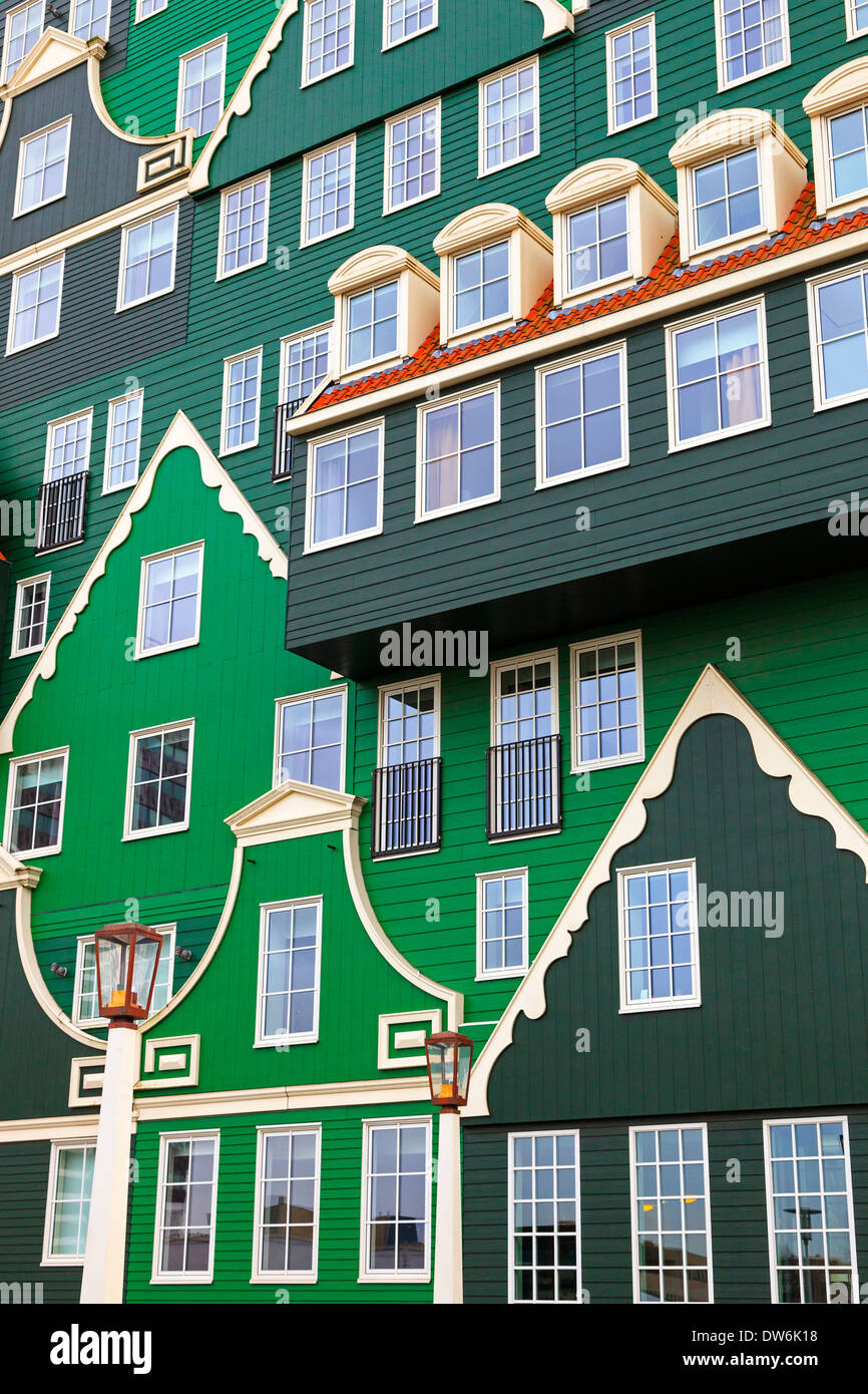 INNTEL hotel New building as an amalgamation of the traditional Dutch style in the Zandaam district of Amsterdam. Stock Photo