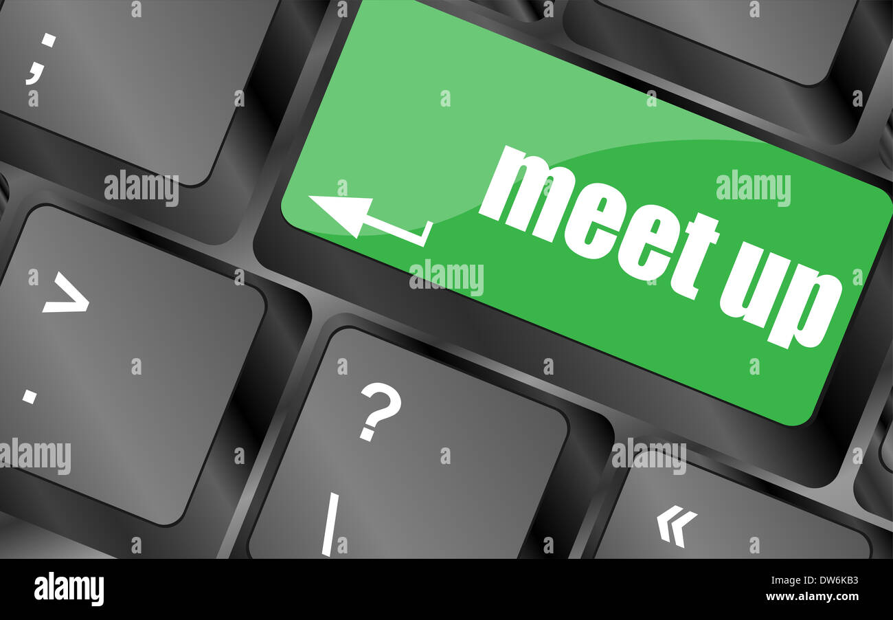Meeting (meet up) sign button on keyboard with soft focus Stock Photo