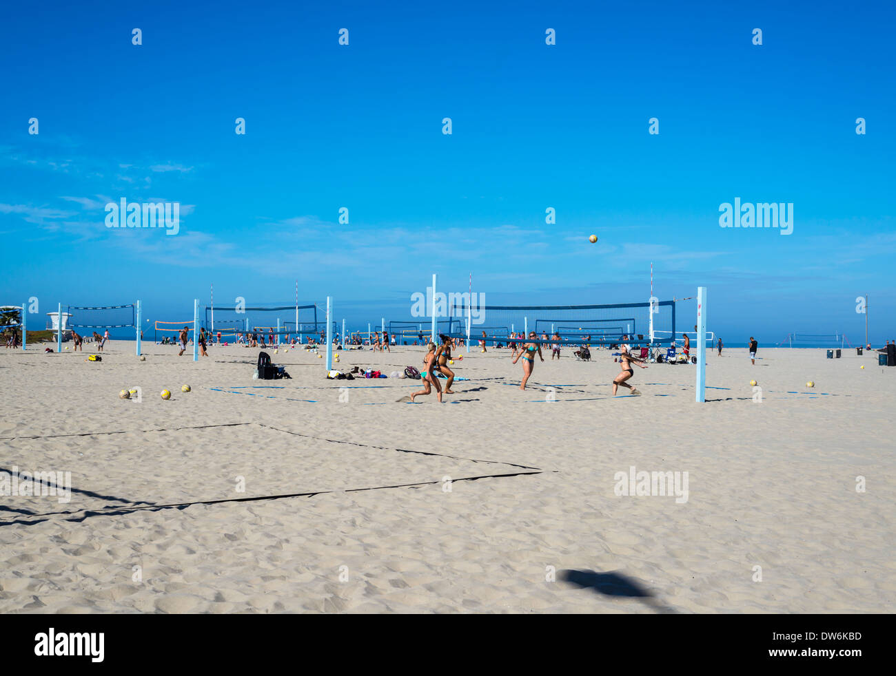 South Mission Beach volleyball courts. San Diego, California, United States. Stock Photo