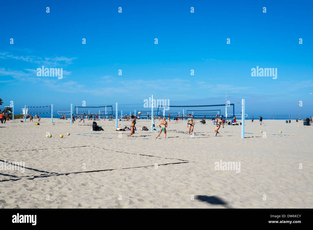 South Mission Beach volleyball courts. San Diego, California, United States. Stock Photo