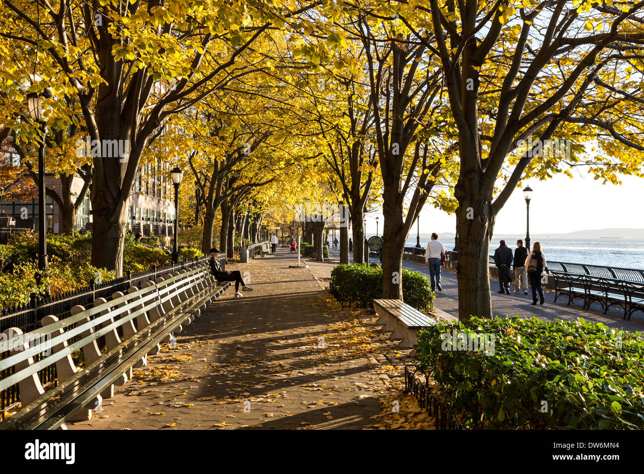 The Esplanade of Battery Park City with the Hudson River in Background, NYC  Stock Photo - Alamy