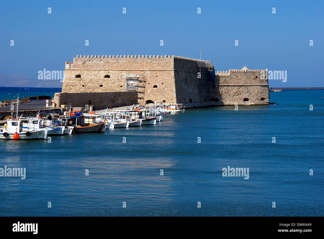 Venetian fortress Koules in Heraklion city at Crete island in Greece Stock Photo