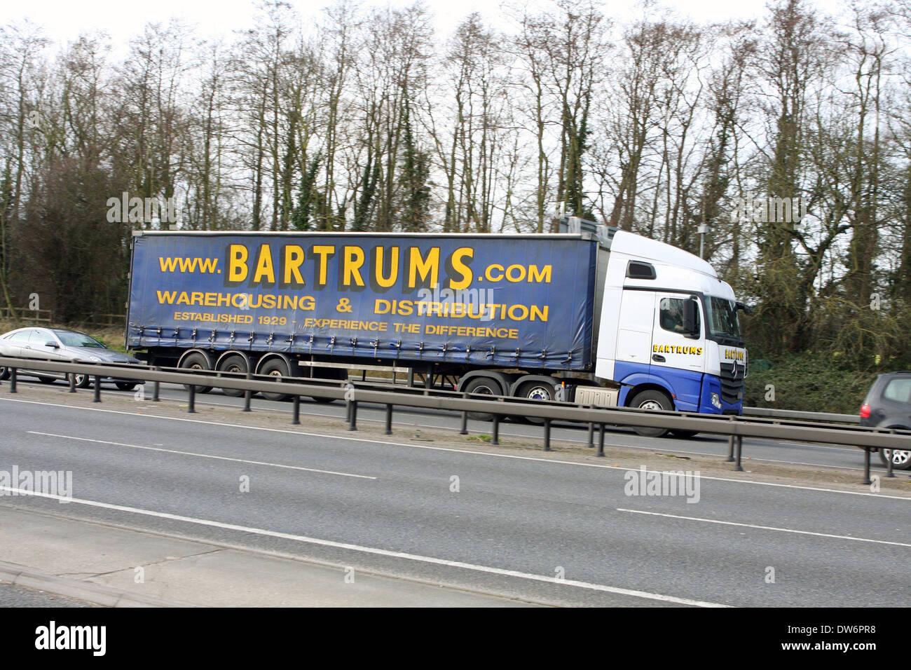 An articulated truck traveling along the A12 road in Essex, England Stock Photo