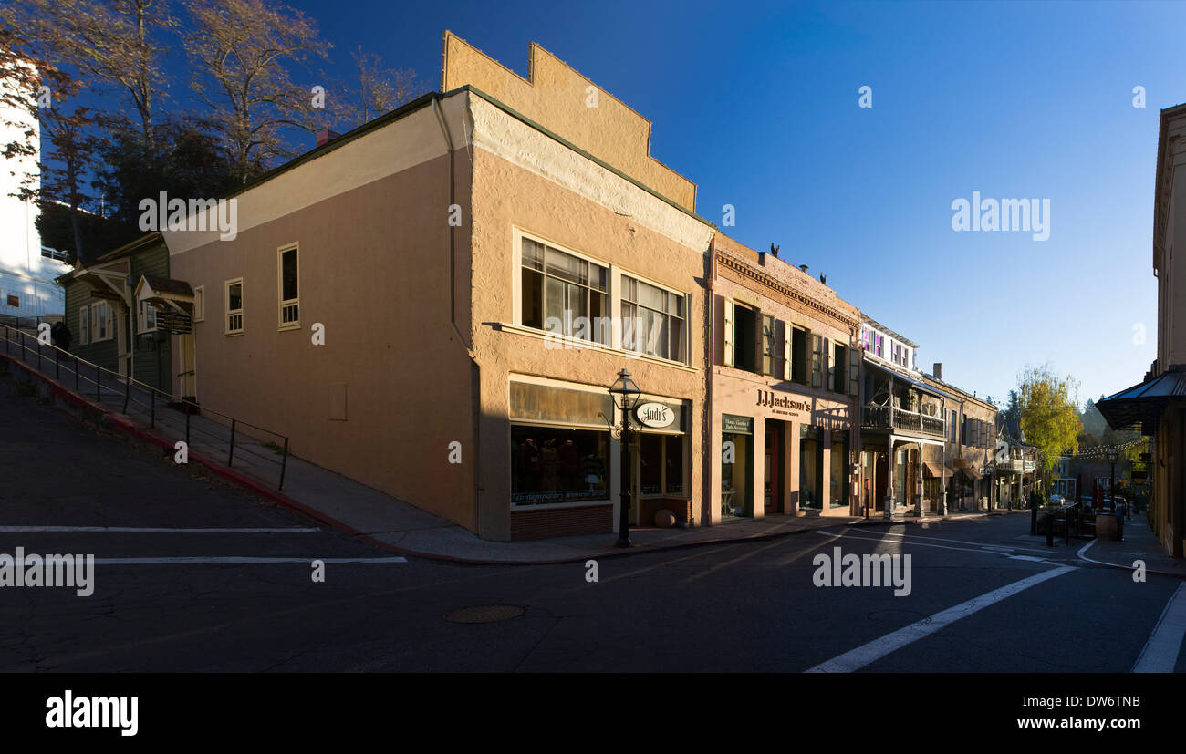 Shops on Commercial St., downtown Nevada City, California Stock Photo