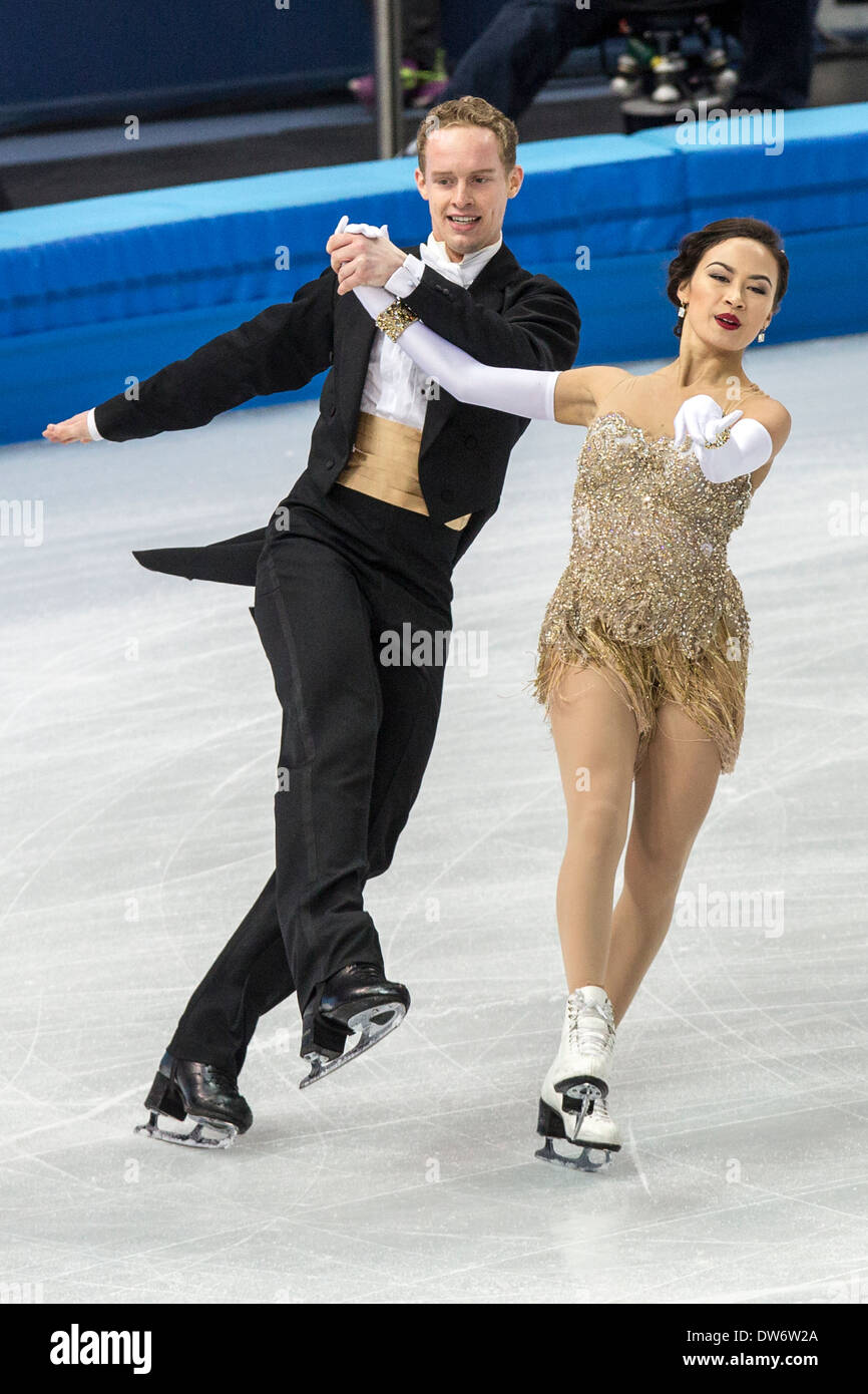 Madison Chock and Evan Bates (USA) performing in the Ice Dance short
