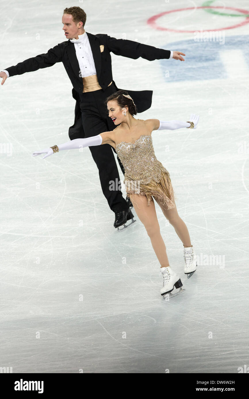 Madison Chock and Evan Bates (USA) performing in the Ice Dance short