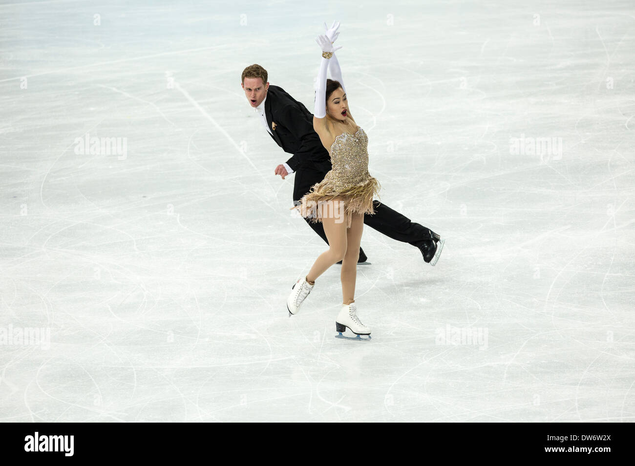 Madison Chock and Evan Bates (USA) performing in the Ice Dance short