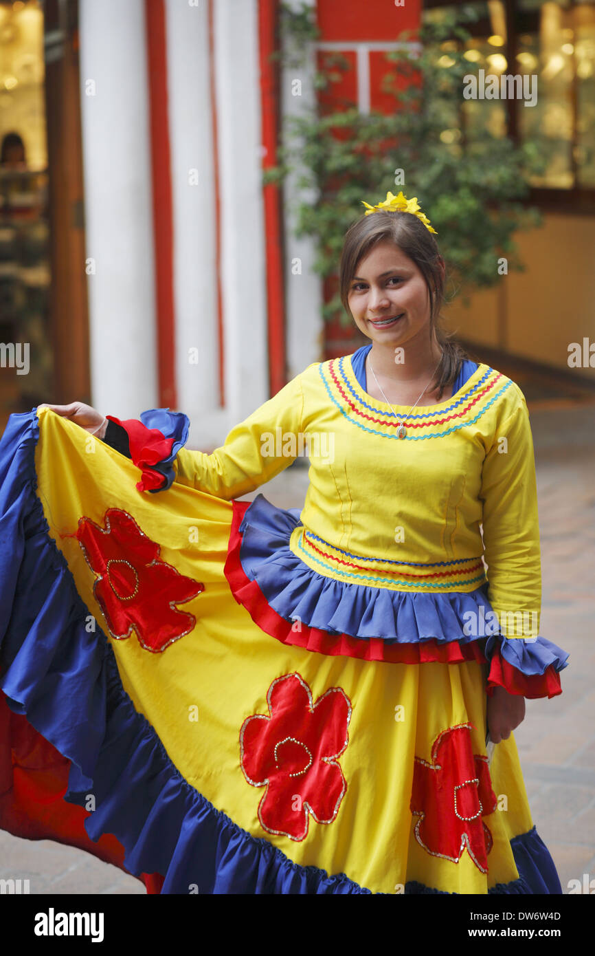 A Colombian woman wearing traditional dress, Bogota, Colombia Stock ...