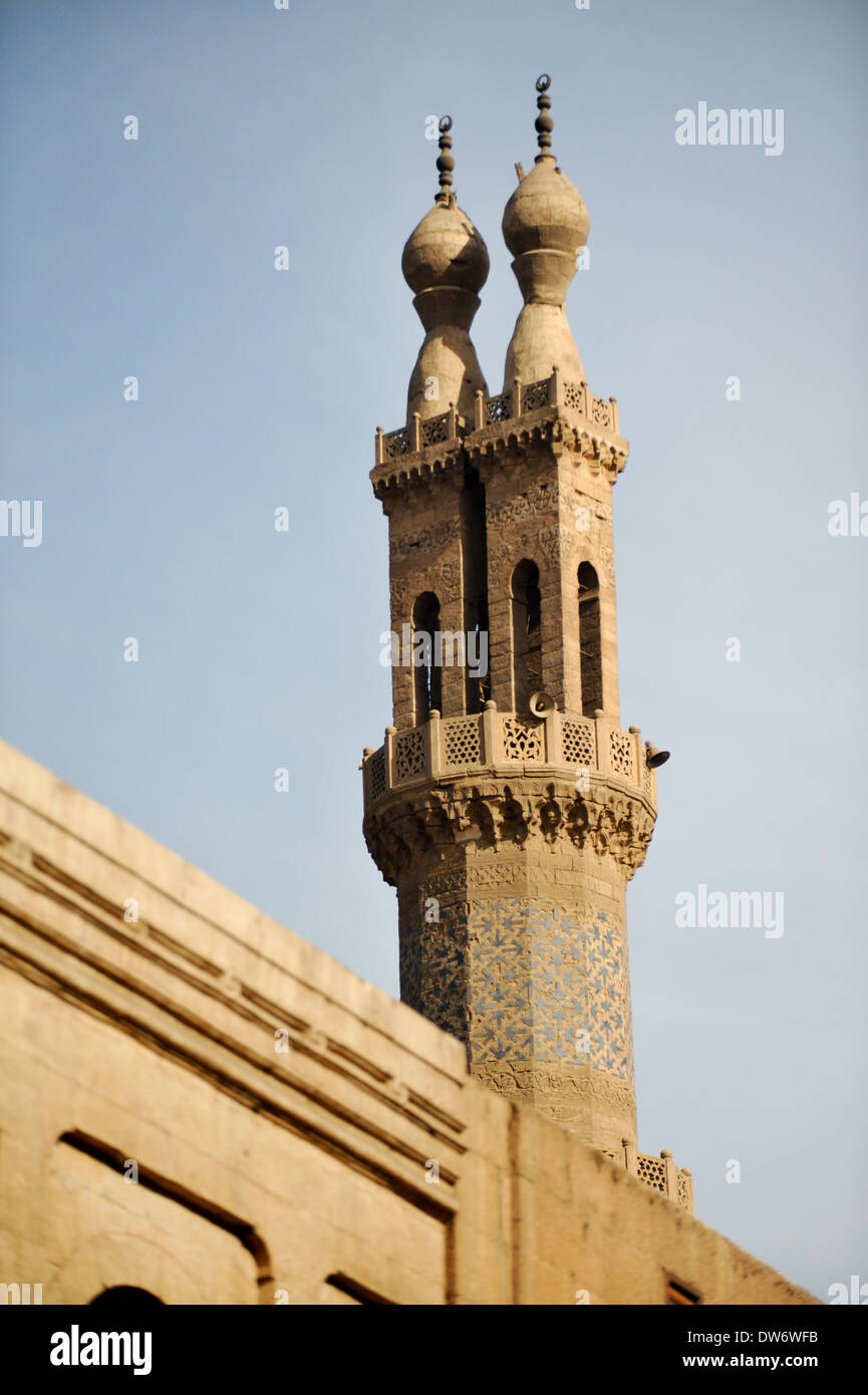 Minaret of the al-Azhar Mosque in Cairo, Egypt Stock Photo