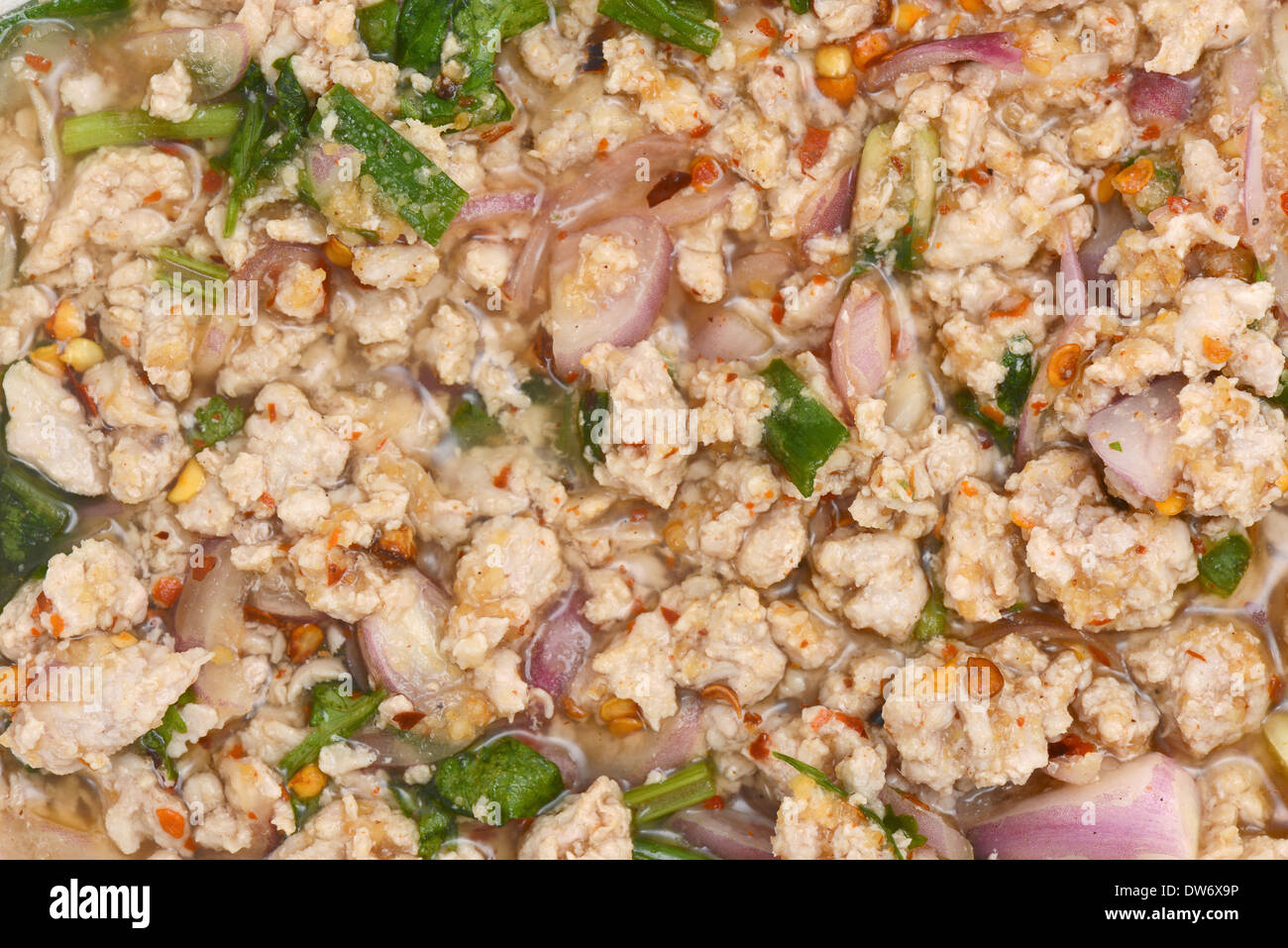 Spicy Minced Pork, Thai Food Stock Photo