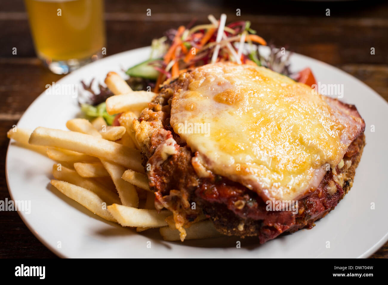 Chicken parma, Australian pub food Stock Photo Alamy