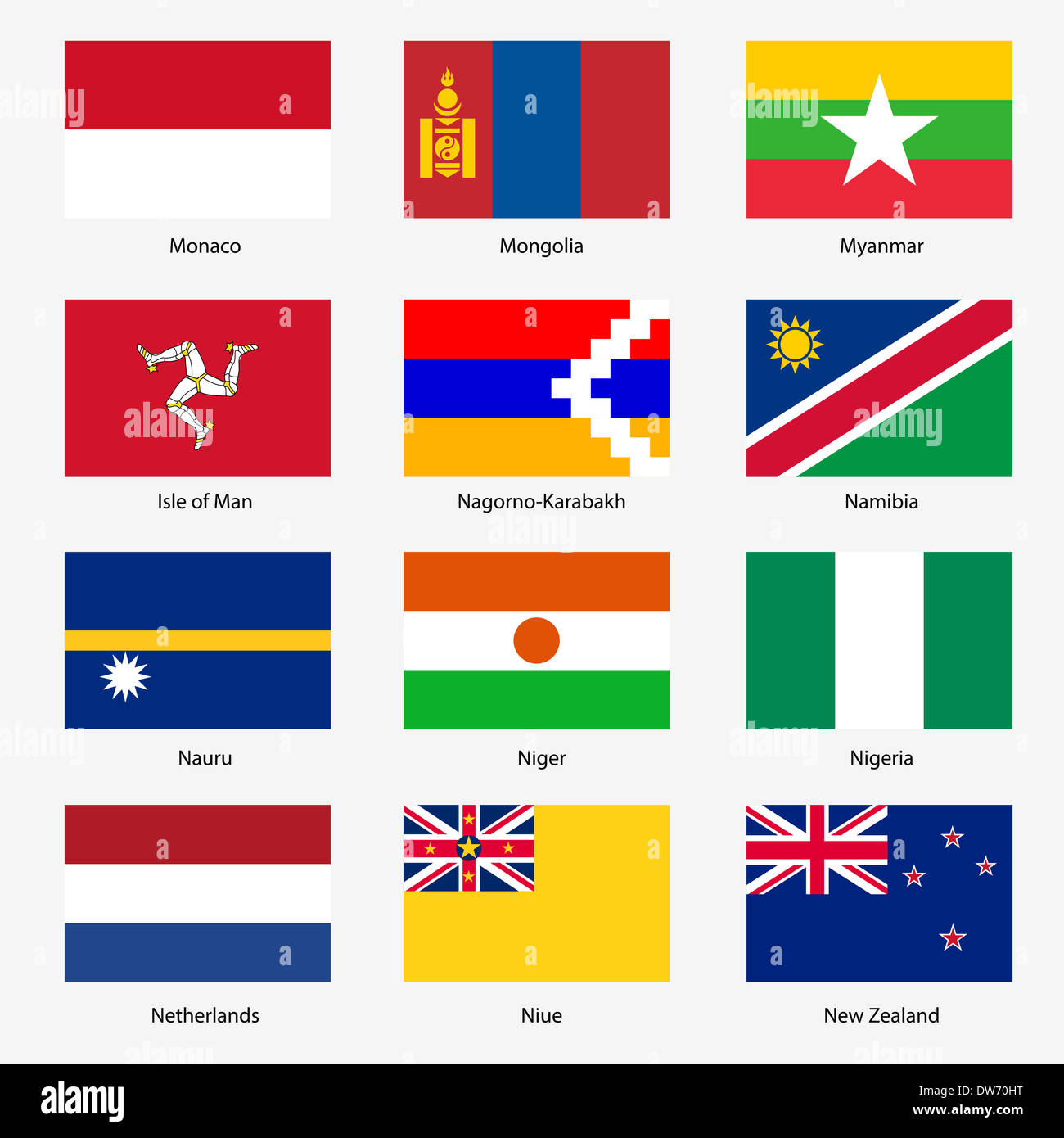 Флаг страны квадратной формы. Похожит флаги государств.