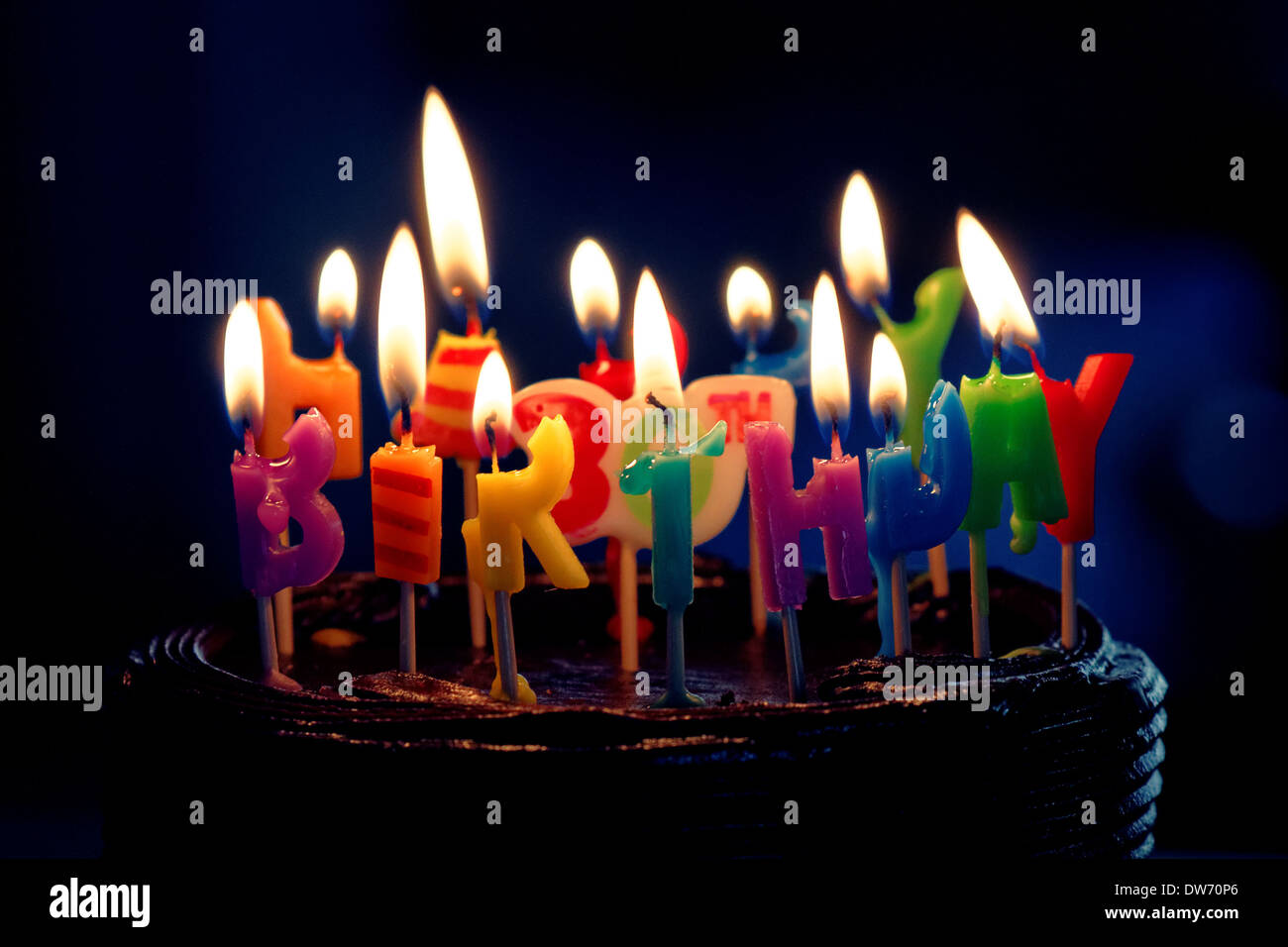 Birthday Cake with Candles Stock Photo