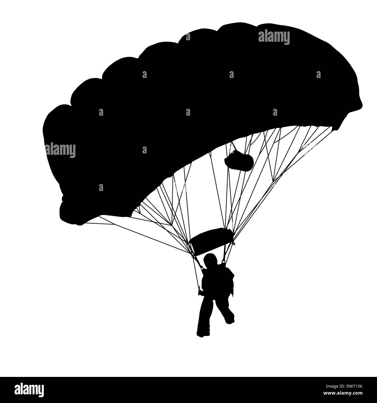 Skydiver, silhouettes parachuting vector illustration Stock Photo - Alamy