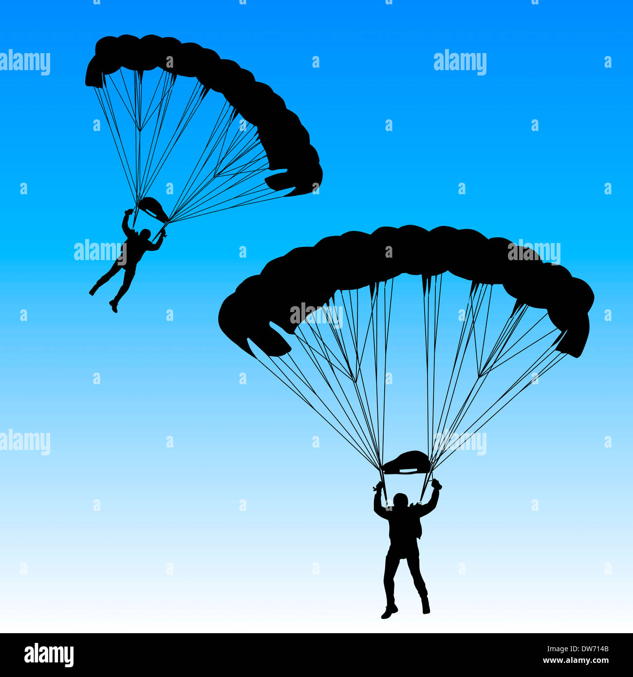 Skydiver, silhouettes parachuting vector illustration Stock Photo - Alamy