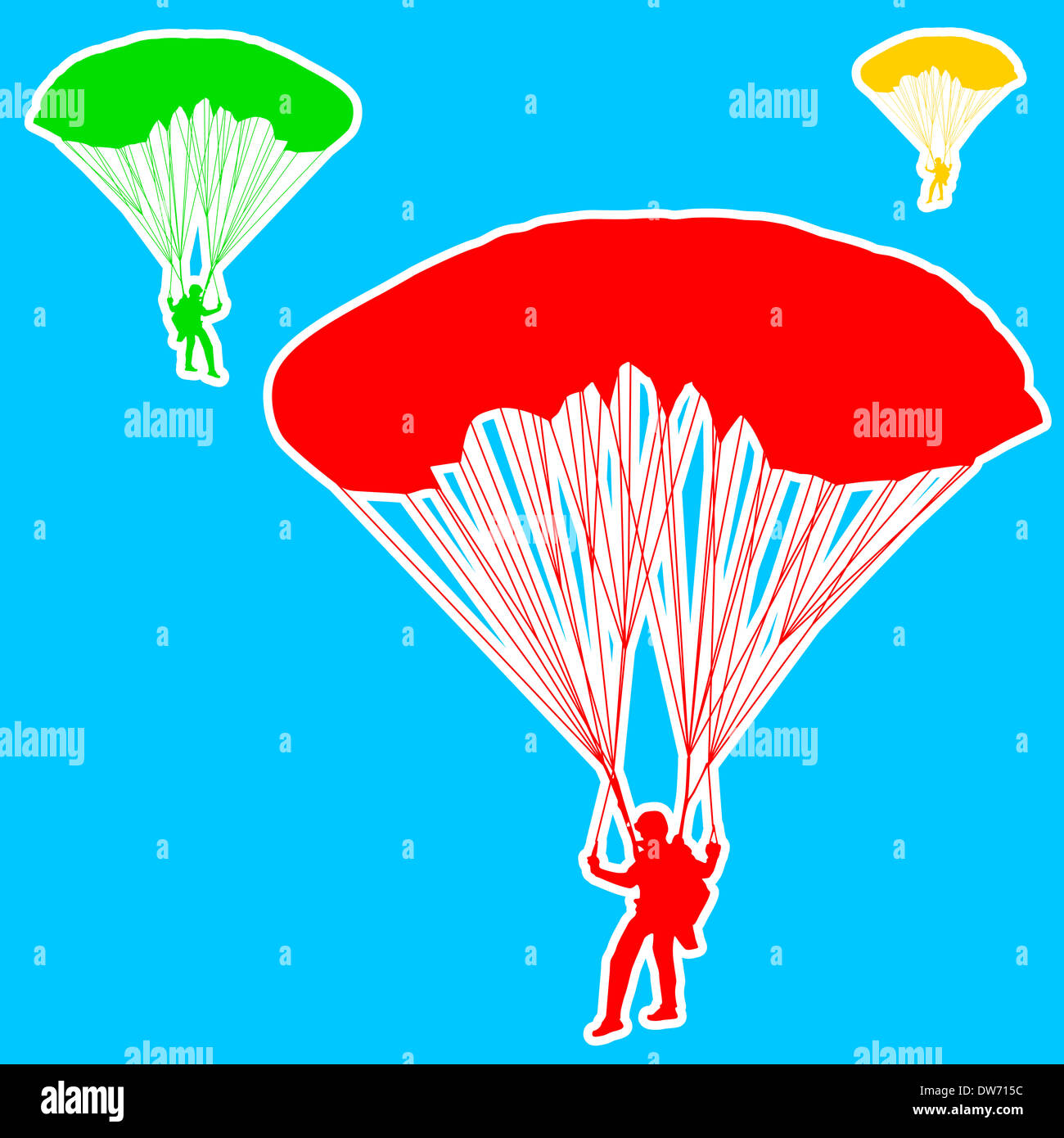 Skydiver, silhouettes parachuting vector illustration Stock Photo - Alamy