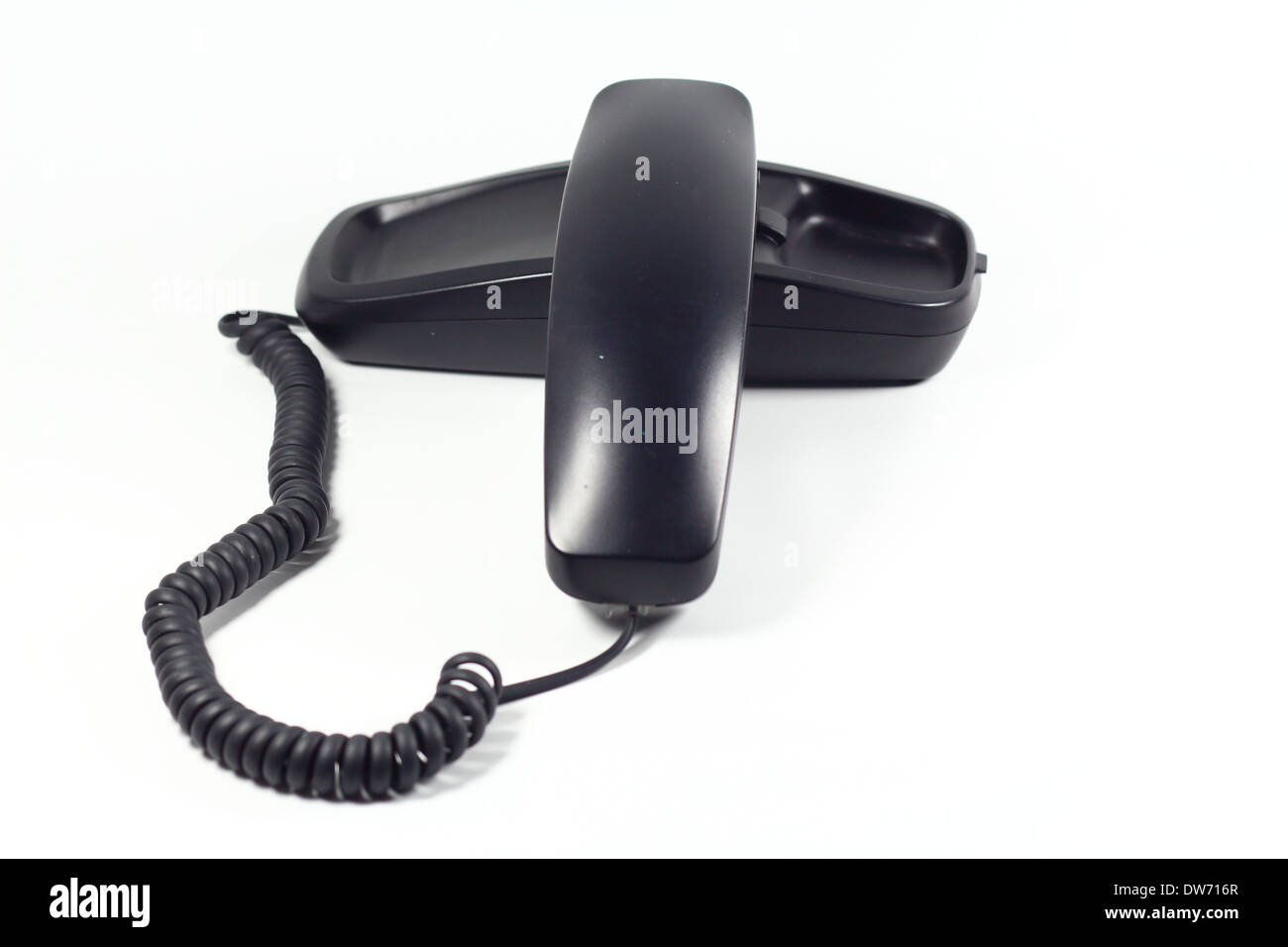 Black telephone on white background Stock Photo Alamy