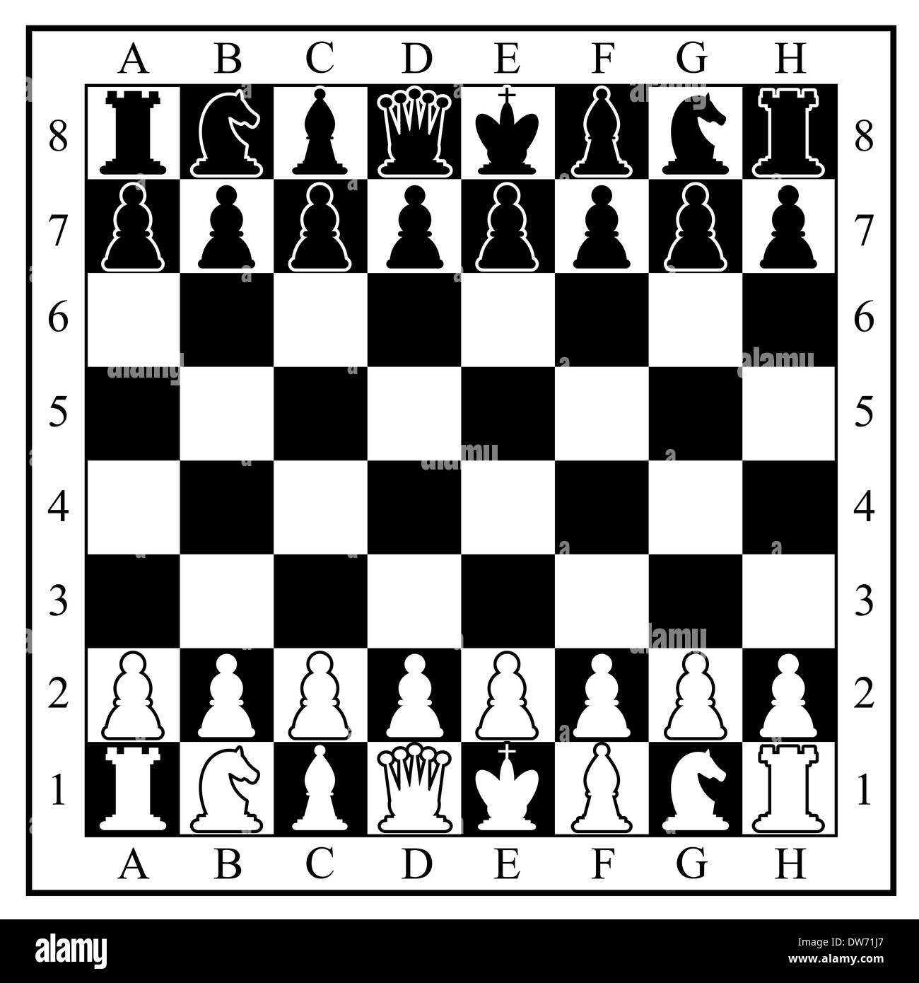 Chess board with chess pieces. Vector illustration Stock Photo - Alamy