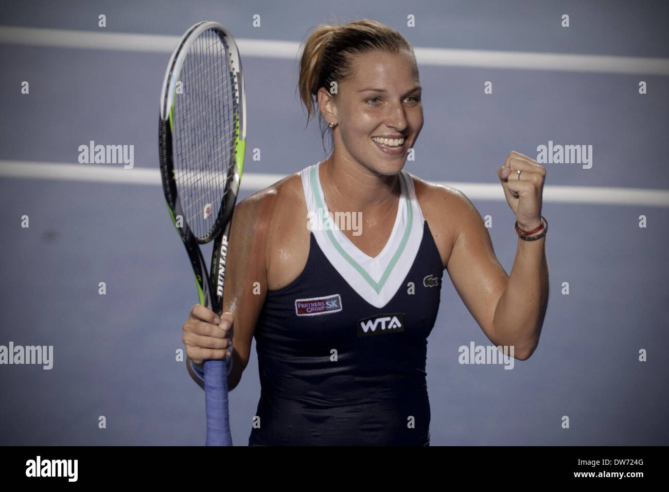 Acapulco, Mexico. 1st Mar, 2014. Dominika Cibulkova of Slovakia celebrates  after winning her women's singles final match of the Mexican Open tennis  tournament against Christina McHale of U.S., in Acapulco, Guerrero, Mexico,