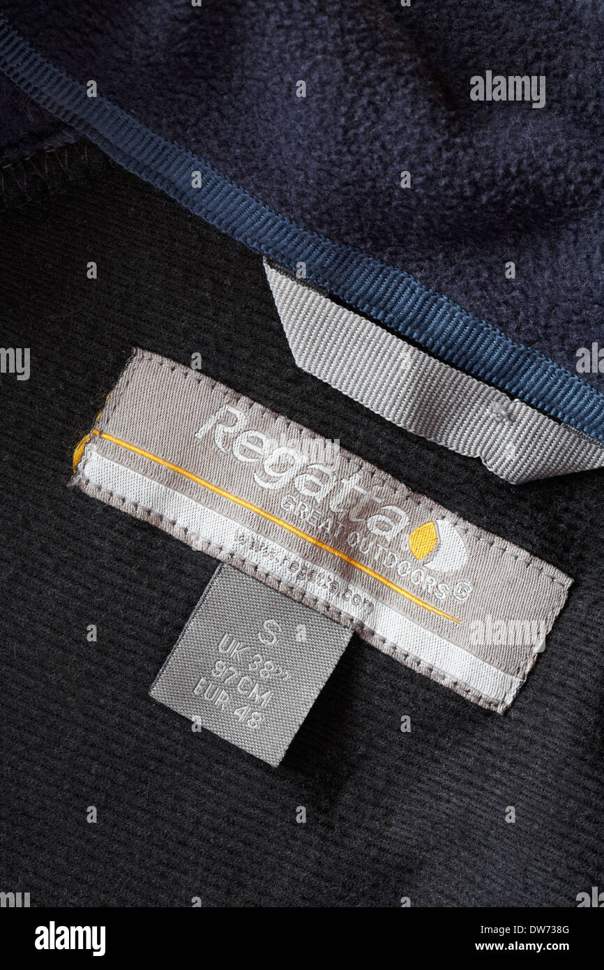 Regatta great outdoors label in clothing Stock Photo