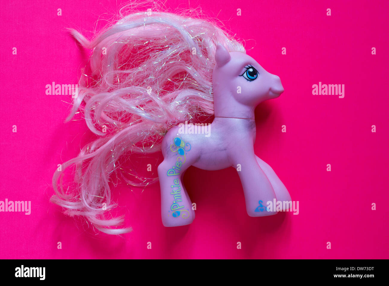 pinkie pie My little pony toy isolated on pink background Stock Photo -  Alamy