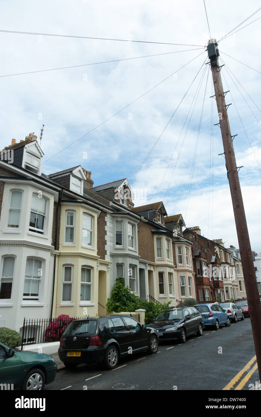 A quit residential street in the English sea side town of Deal in Kent, UK. Stock Photo