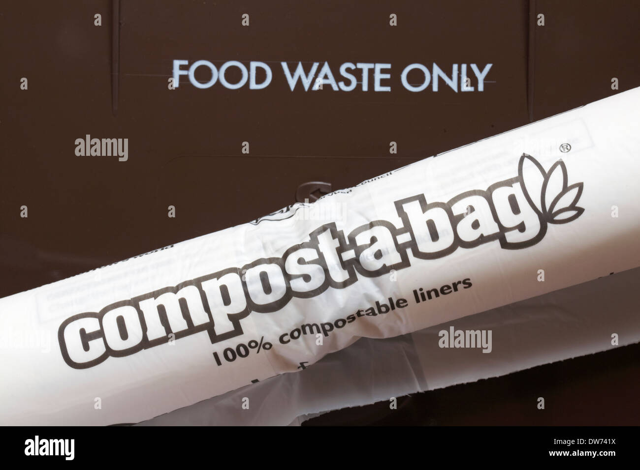 food waste only bin with compostabag 100 compostable liners Stock Photo Alamy