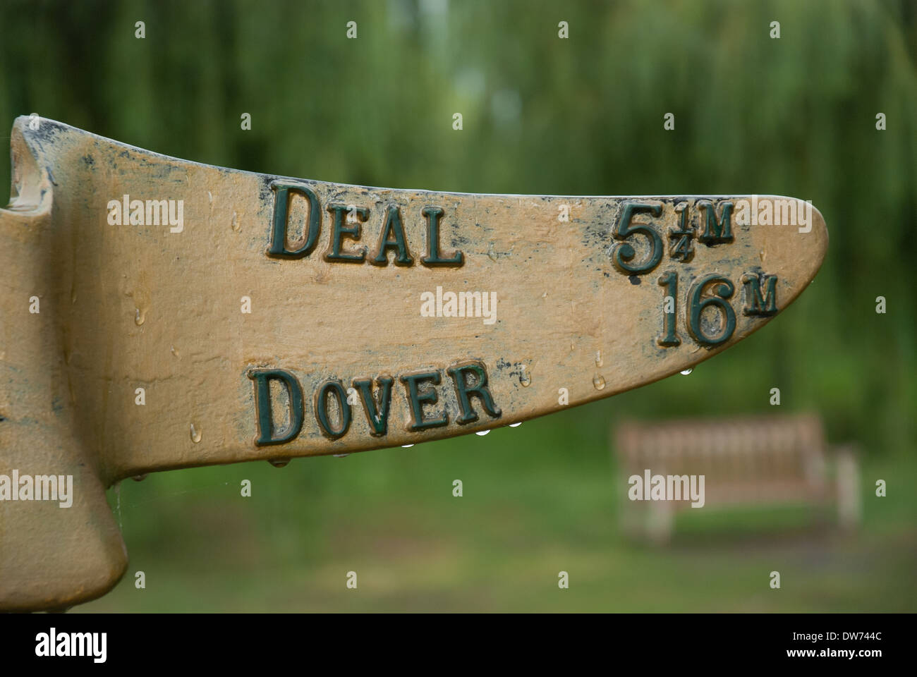 A sign along the walking trail between Deal and Sandwich on the Kent coast in southern England, UK. Stock Photo