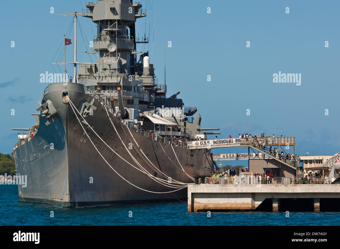 USS Battleship Missouri, Pearl Harbor, Oahu, Hawaii Stock Photo