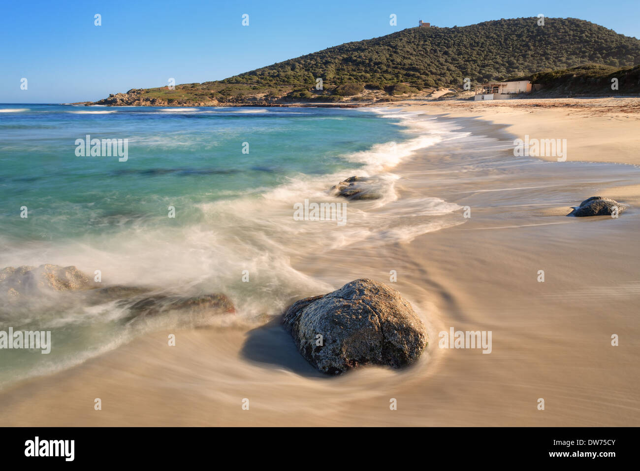 A deserted Bodri beach near Ile Rousse in the Balagne region of ...