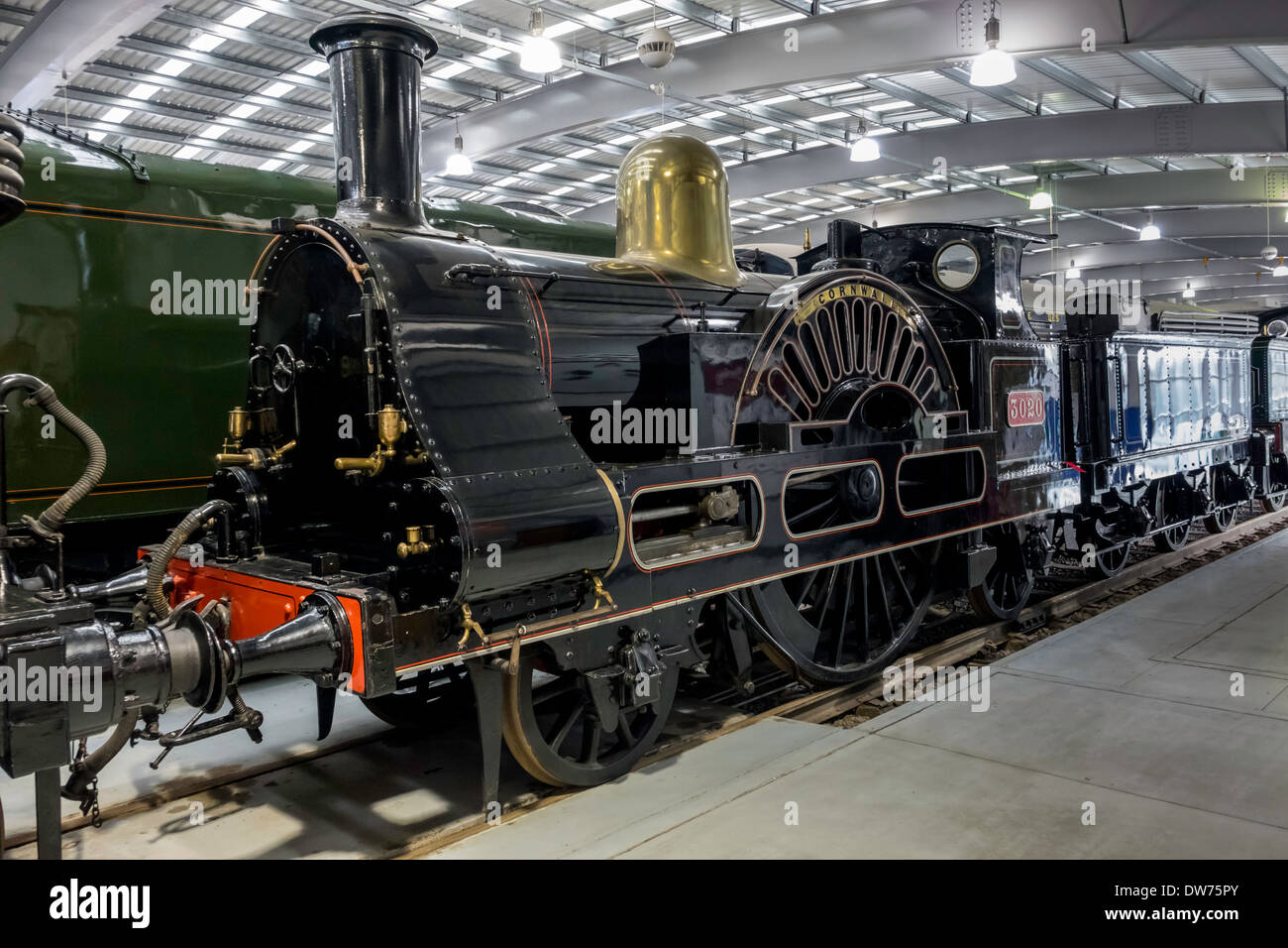 London North Western Railway No. 3020 2-2-2 Single express passenger locomotive built 1847 on display in the Museum at Shildon Stock Photo