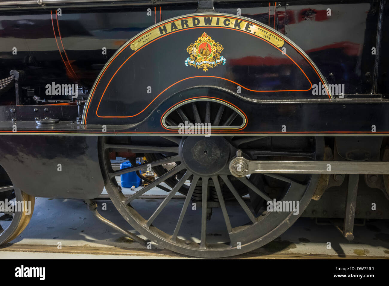 London North Western Railway No. 790 2-4-0 express passenger locomotive built Crewe 1873 on display in the Museum at Shildon Stock Photo