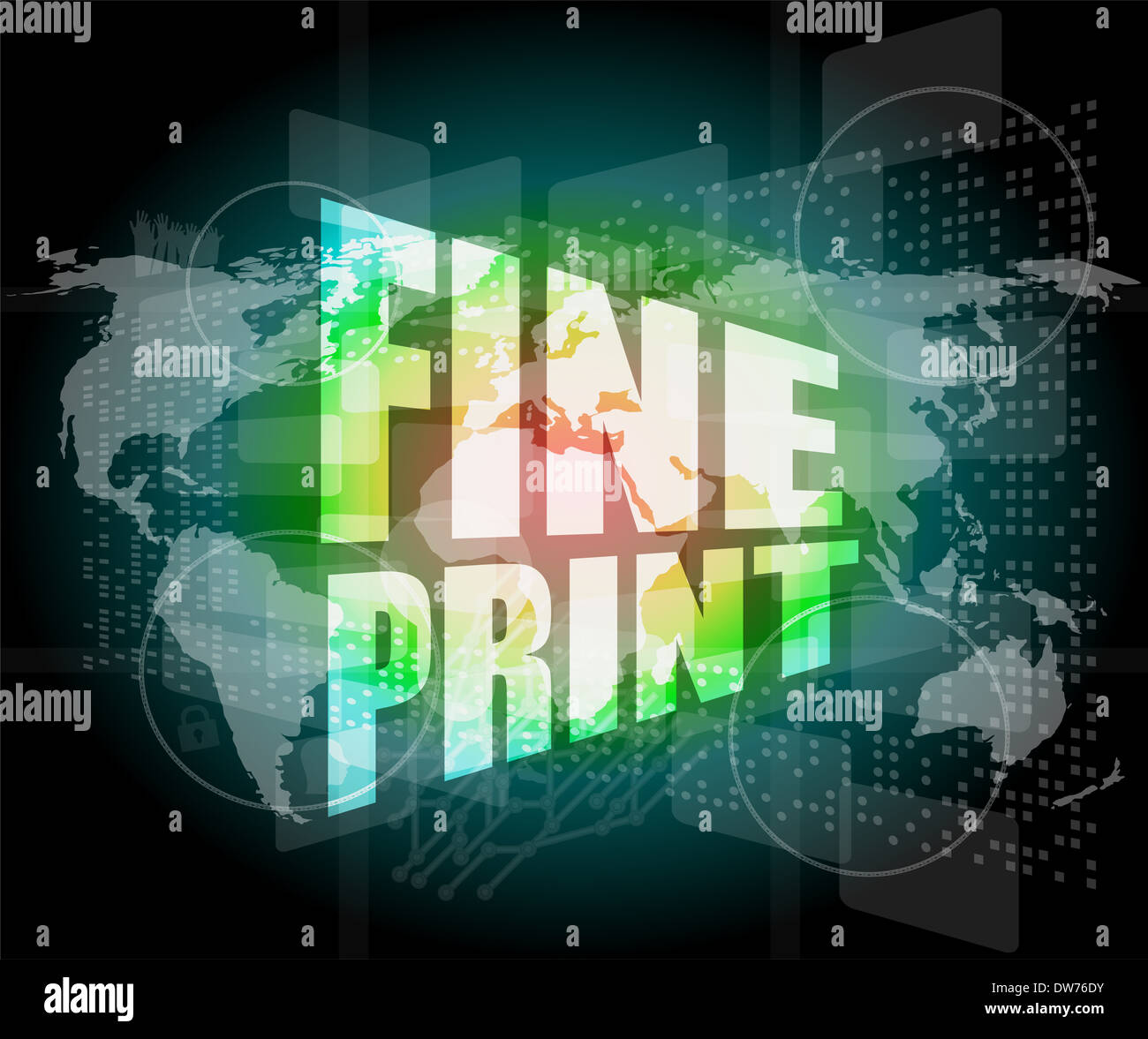 fine print words on digital touch screen interface Stock Photo Alamy