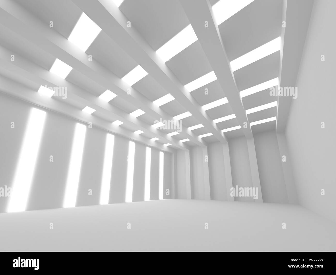 White 3d abstract empty interior with light lines Stock Photo - Alamy