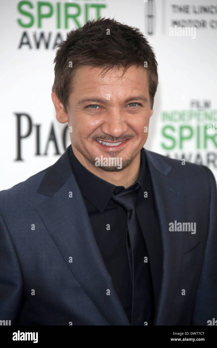 Actor Jeremy Renner attends the Film Independent Spirit Awards at Santa Monica Beach in Los Angeles, USA, 01 March 2014. Photo: Hubert Boesl/dpa - NO WIRE SERVICE Stock Photo