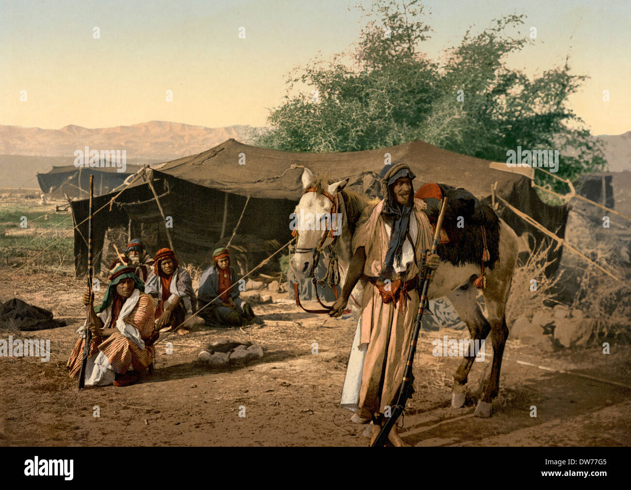 Bedouins and their tents, Holy Land, circa 1900 Stock Photo
