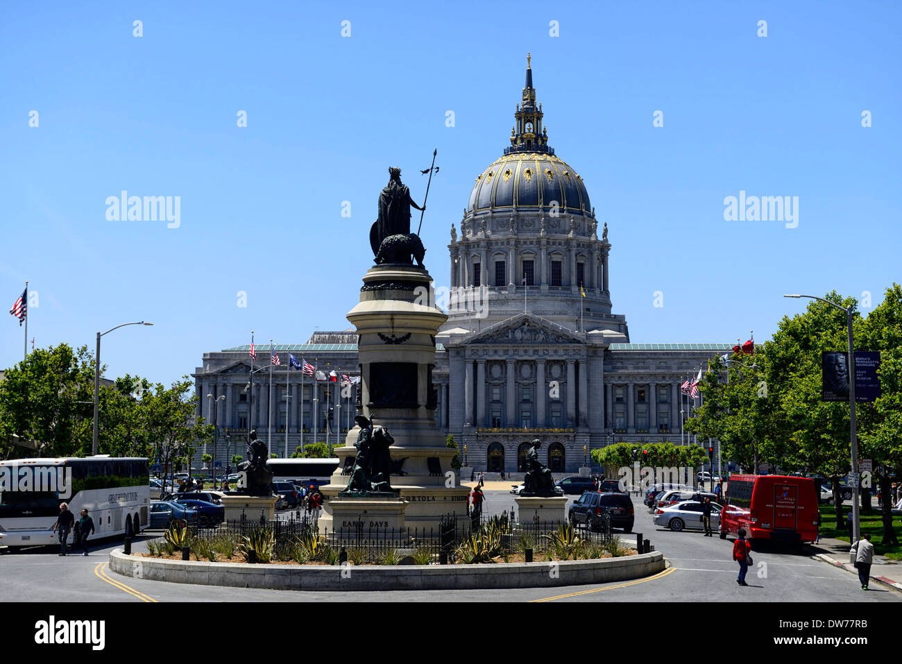 san francisco city hall plaza building government buildings landmark historic history tourism usa california Stock Photo