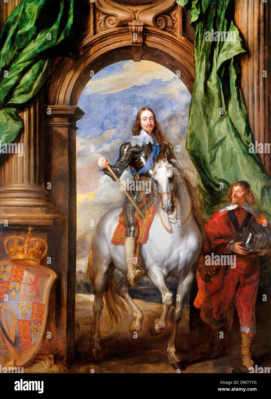 Anthony van Dyck, Charles I (1600-49) with M. de St Antoine 1633 Oil on canvas. Royal Collection of the United Kingdom. Stock Photo